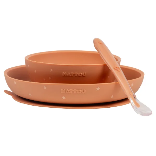 Силиконов комплект за хранене Nattou Terracotta 3 части