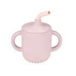 Силиконова чаша с дръжки и сламка pink