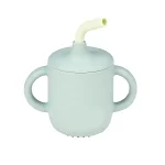 Силиконова чаша с дръжки и сламка green