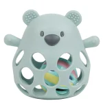 Силиконова дрънкалка гризалка Мече Pastelgreen